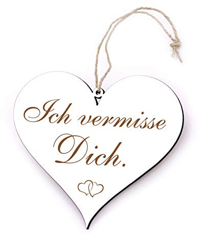 Schild Herz mit Spruch - Ich vermisse Dich - Gravur Türschild Dekoschild 13x12cm