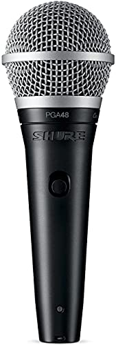 Shure PGA48-XLR Micrófono Vocal dinámico cardioide con Cable XLR-XLR de 15 pies, Negro, 5.00 x 10.00 x 3.50