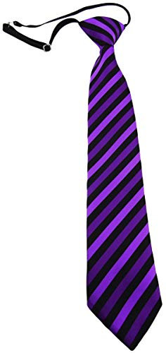 TigerTie Kinderkrawatte in violett lila schwarz gestreift - Krawatte vorgebunden mit Gummizug