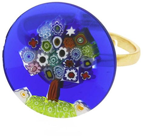 GlassOfVenice Anillo de cristal de Murano Millefiori Árbol de la Vida 3/4 pulgadas, Vidrio