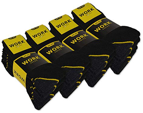 sockenkauf24 Arbeitssocken Herren WORK 10200 (Schwarz 20 Paar 47-50)