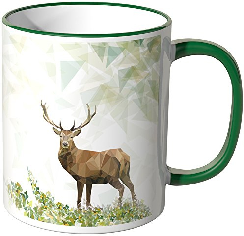 WANDKINGS Tasse, Motiv 'Majestätischer Hirsch 1' - GRÜN, Porzellan, Tasse, 0,3 l