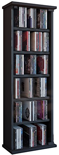Holz CD DVD Wandregal | Hängeregal mit ESG-Sicherheitsglastür | Platz für 150-CDs oder 65 DVDs oder 36-Videos | Maße: 92 x B. 31 x T. 18 cm | Elegantes CD/DVD Regal | 5 variable Einlegeböden - Loposa