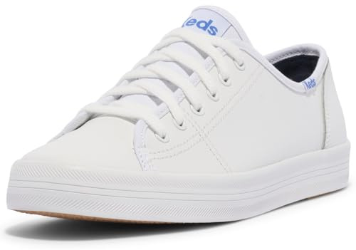 Keds womens Kickstart Leather Sneaker, White/Blue, 6 US