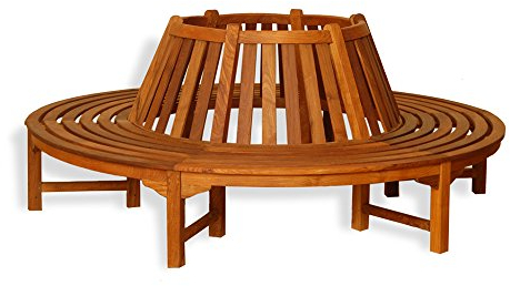 Strandkorbwerk Runde Teakholz Baumbank ca. 220 cm Holzbank Teak Teakbank Gartenbank Bank