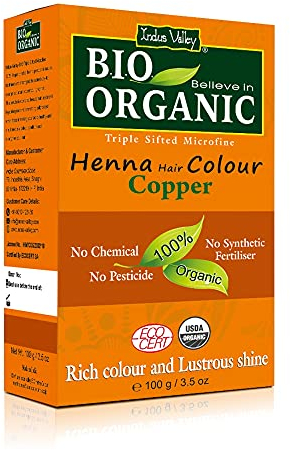 Indus Valley Bio Organic Henna Hair Color (Copper) – 100% Pure & Natural, Herbal Hair Dye, Chemical-Free, Nourishing & Shine-Enhancing, For Soft, Healthy Hair – 100g