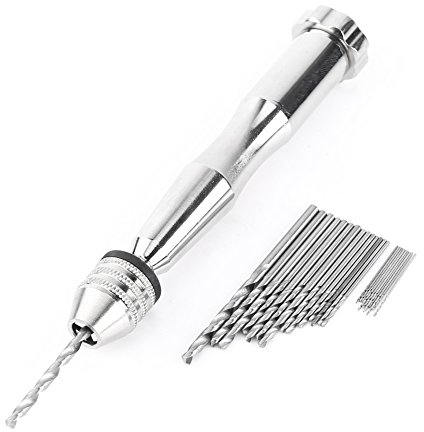Präzisions-Pin Vise Handbohrmaschine Set +25 Stück High Speed Steel Spiralbohrer (25 x Bohrer)