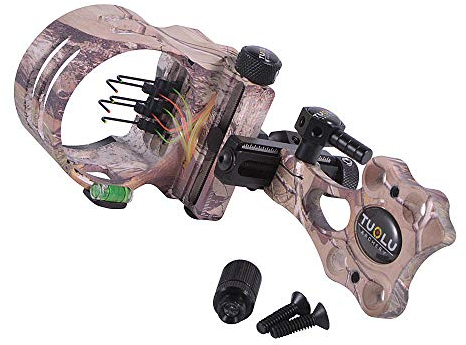 AMEYXGS Bogen Visier 5 Pin Bogenvisier Jagdvisier Mikro Einstellbar Compoundbogen Visiere Bogenschießen Zubehör Linkshänder und Rechtshänder (Camo)