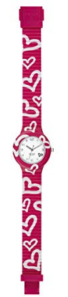 HIP HOP, Be Loved Kollektion, Damenuhr in der Farbe Fuchsia, Auswechselbares Silikonarmband, Praktische Schließe, 32 mm Gehäuse, Quarz-Uhrwerk, Wasserdicht, Längenverstellbar, Fuchsia-Weiß