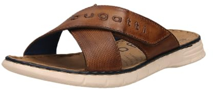 bugatti Men's Summer Mules Made of Leather and Textile, Cognac, 9 UK