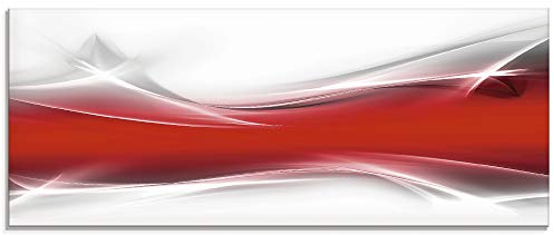 ARTLAND Spritzschutz Küchenrückwand Küche Herd Glas mit Motiv 125x50 cm Design Rückwand Bad Modern Abstrakt Kunst Kreativ Rot T9IM
