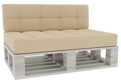 Gutekissen® Palettenkissen Gesteppte Kissen mit Knöpfen, Palettenauflagen Sitzkissen Rückenlehne Gesteppt PFG (Set (Sitzkissen 120x80 +Rückenlehne 120x40), Creme)