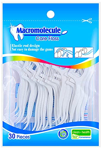 HouChanges Floss Sticks Dental Floss Picks Complete Clean,2 in 1 Dental Toothpick Polyethylene Resistant Dental, Cardamom(30Pcs)