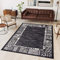TAPISO Dream Teppich Wohnzimmer Modern Kurzflor Grau Schwarz Creme Afrika Jaguar Zebra Tiermotiv Meliert Bordüre Schlafzimmer ÖKOTEX 200 x 300 cm