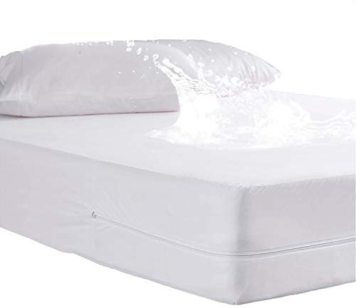 GEBIN Wasserdichter Matratzenschoner Mit Reißverschluss, Spannbetttuch, Hygienische Und Atmungsaktive Matratzenauflage, Anti-Allergie, Anti-Milben Matratzenschutz, 30cm Tief. (90x200 cm)