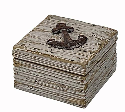 maritime Holz Serie Shabby ┼ Leuchtturm ┼ Anker ┼ Steuerrad ┼ Schatz-Truhe ┼ Bilder-Rahmen ┼ Deko - Nautic ┼ exklusive Artikel (Holztruhe 9x9cm)