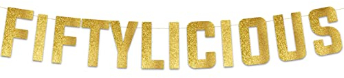 Glitzerbanner Fiftylicious - Dekoration und Partyzubehör zum 50. Geburtstag