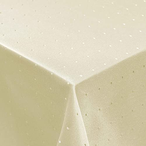 Punkte Muster Optik Tischdecke Größe, Form und Farbe wählbar Eckig 110 x 180 cm Champagner Damast Tafeldecke Pflegeleicht