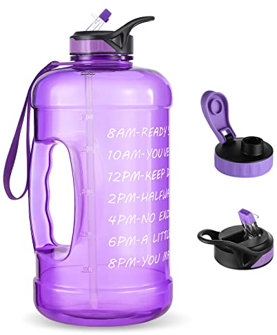 TITIROBA 1 gallone 3,78 litri grande borraccia a prova di perdite con cannuccia e manico, senza BPA, per fitness, sport, attività all'aperto, palestra, scuola