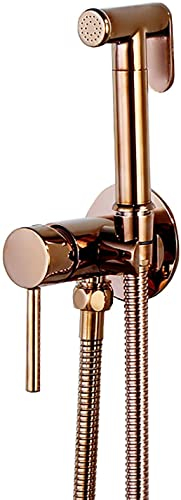 YJYKXP Bidet Handbrause Toilette, Bidet Armaturen Set Messing Wandhalterung Bidet Sprühaufsatz mit Kaltes und Heißes Wasser, Duschkopf für Toilette für Körperpflege,Rose Gold