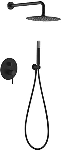 IMEX - Conjunto de ducha, Kit Monomando Ducha Empotrado pared - 2 vías - SERIE LINE Negro Mate - GPD038/NG