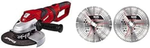 Einhell Meuleuse d'angle TE-AG 230 (2350 W,Diamètre des disques : 230 mm, SoftGrip, Livré avec poigné supplémentaire, clé à bride) + Kit de 2 disques de coupe diamant