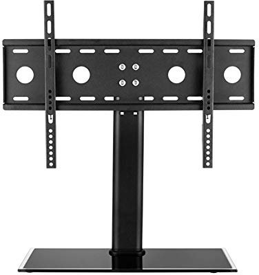 Portable TV Stand Universal Swivel Table TV Stand For 32 To 55 Inch Flat Curved Screen Height Adjustable Pedestal Bracket With Tempered Glass Base Holds Up To 60 Kgs Max. VESA 100x100/300x400mm TV Tab
