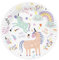 Folat 61927 Vajilla Ø 23cm 8 piezas Unicorns & Rainbows-Platos de papel para Cumpleanos, Fiesta infantil, Despedida de Soltera, Compromiso, Boda, Aniversario, multicolor, 23 centimeters