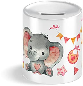 Baby Girl Elefant Kinder-Spardose für Mädchen zur Einschulung Taufe Geburtstag Geburt Sparschwein Geldgeschenk