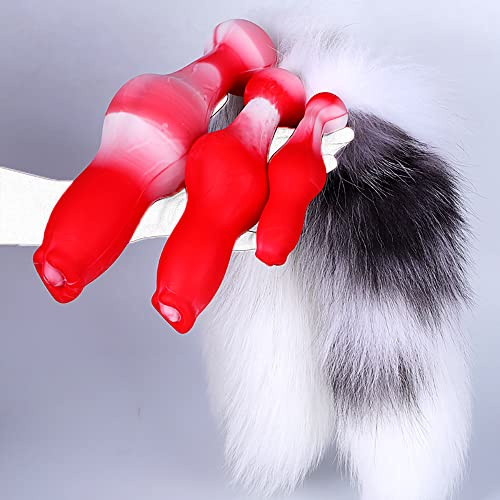 Jixaxe Wolf Hund Penis Dildos Realistischer Dildo mit Fuchsschwanz Abnehmbaren Foxtail Analplug Butt Plug Tierdildo Sex Spielzeug Set Für Frau SM Analspielzeuge für Frauen Paare Cosplay (S)