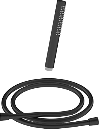 CHRIS BERGEN Brausegarnitur - SET aus Stabhandbrause und Brauseschlauch - in Schwarz matt