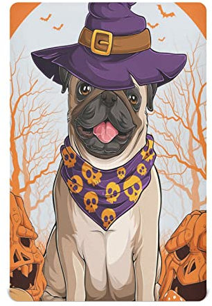 Spannbettlaken für Kinderbett, für Babys, Jungen oder Mädchen, weich, atmungsaktiv, für Standardgröße, Kinderbett-Matratze, 132,1 x 71,1 cm, Mops, Halloween, Verkleidung, sitzend