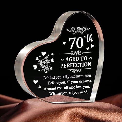 Gifts for 70th Birthday for Women and Men, Engraved Acrylic Sign, 70th Birthday Gifts for Mum, Sister, Daughter, 70 Years Old Gifts for Her, Best 70th Birthday Keepsake Decoration