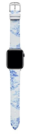 Ted Baker Light Blue & White Leather Strap for Apple Watch® (Model: BKS38S203B0), Blue/White