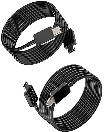 Cable USB C a USBC Cable de 25 W Carga rápida (lote de 2) 2 m USB-C Mini tipo C Cable alargador Thunderbolt 4 Jack cargador compatible con Samsung A13 S20 FE S10 S9 A51 Apple Macbook Pro Air Ipad