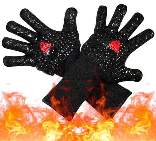 Clean Grill Hitzebeständige BBQ Grillhandschuhe – Premium Silikon Rutschfester Ofenhandschuh zum Grillen, Backen & Räuchern – Langlebige Küche Kochen Handschuhe Perfekt für Outdoor & Indoor