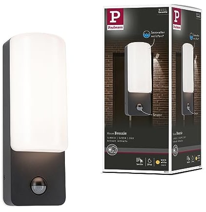 Paulmann 94851 LED Außenwandleuchte Bonnie Bewegungsmelder IP44 93x77mm 3000K 8,5W 560lm 230V Anthrazit Aluminium Außenleuchte