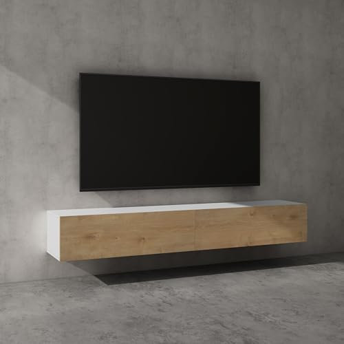 doporro TV Lowboard hängend Fernsehschrank Wohnzimmer | TV-Schrank hängend Fernsehtisch Hängeschrank 200cm Fernsehschrank02