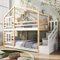 ULUCAN Kinder-Etagenbett, Funktionelles Hochbett, Einzelbett Mit Stauraum, Kinderbett Mit Rutsche Und Treppe, 90 X 200 cm, Baumhaus-Bettgestell Für Jungen Und Mädchen,A-90 * 200cm