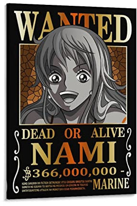 Anime One Piece Wanted Poster Nami Poster Malerei Leinwand Wandkunst Wohnzimmer Poster Malerei 20 x 30 cm