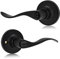 XFORT Cabriole Entrance Knob Set Matt Black, Door Knob with Lock for Internal Wooden Doors, Complete Set with Tubular Latch and 3 Keys