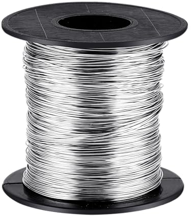 Lusofie 1 Rollo Alambre de Acero Inoxidable 0,4 mm × 137 m Alambre para Manualidades Joyería Plata Alambre de Cuentas Alambre para Hacer Joyas Alambre para Neumáticos Resortes