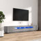 DJEKA TV Schrank led 260cm TV lowboard TV Board Fernsehschrank TV Schrank TV Bank TV Möbel Sideboard für Wohnzimmer Schlafzimmer-Grau Sonoma-260x35x40cm