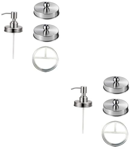Warmhm 8pcs Jar Soap Dispenser Mount Press Type Bottle Lids Replacement Lotion Dispenser Pump for Home Kitchen Bathroom