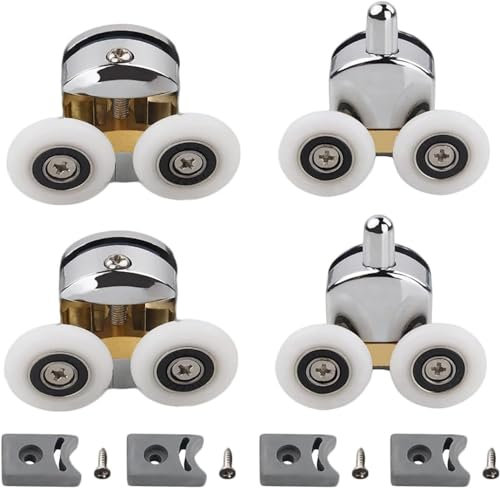 4 Set Rulli Per Porta Box Doccia con doppia porta scorrevole, Rotelle Diametro e' 25 mm per Vetro 4-6 mm