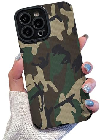 Gerrit Camo Phone Case for iPhone 11 12 13 14 15 Pro Max Camouflage Camera Case for Men and Boys Dual-layer soft TPU impact resistant case (Size : For IPhone 15promax)