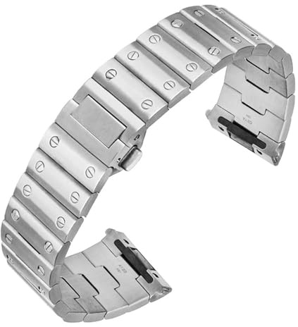 XMKT Massives Edelstahl-Uhrenarmband für Cartier Santos wssa0010, Herrenarmband, 21 mm, Schnellverschluss-Uhrenarmband
