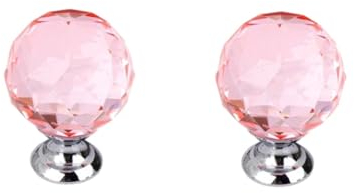 SANCHAKOU Möbelknopf 2 Stück Einloch-Schranktür Küchenschrank Schublade Goldener Diamant-Rundgriff Flacher Kugelstil – Rosa