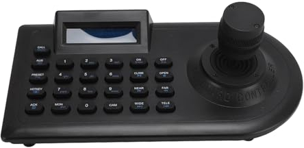Pyhodi PTZ-Kamera-Controller-Tastatur, Multifunktionale Steuerung 32 DVR 256 Dome 3D-Joystick mit LCD-Bildschirm RS485 232-Schnittstelle, Schwenk-Neige-Zoom-Controller für (EU-Stecker)
