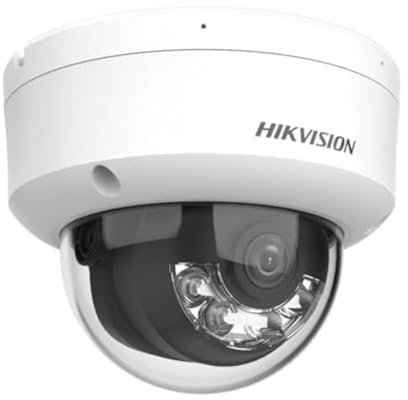 Hikvision Dome IP 2 Megapixel / Objektiv 2,8 mm / 30 MTS IR + 20 MTS weißes Licht / integriertes Mikrofon / IK08 / ACUSENSE Lite / Outdoor IP67 / H.265 / PoE / ONVIF